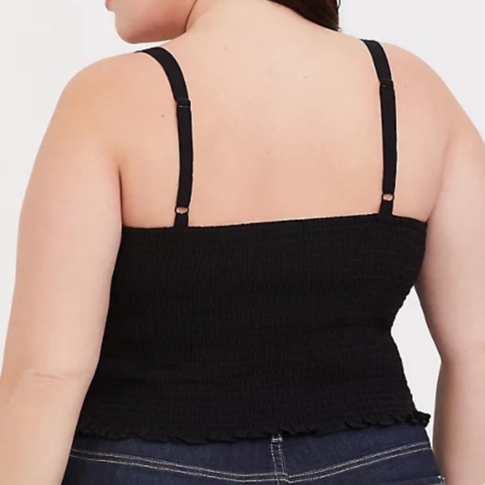 NWT - Torrid 0/12 - Black Smocked Challis Cropped Cami - Picture 3 of 10
